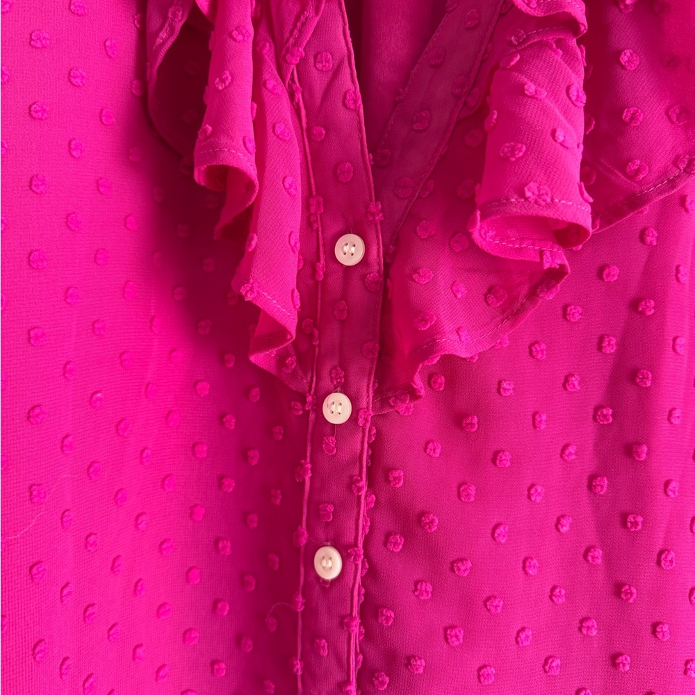 J. Crew Fuchsia Ruffle Swiss Dot Blouse - Picture 2 of 4